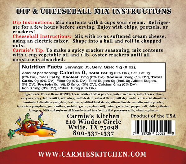 Carmie's Kitchen Chipotle Cheddar Dip MIx  - The Attic Boutique