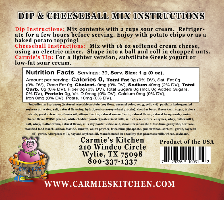 Carmie's Kitchen Cheddar Bacon Dip Mix  - The Attic Boutique