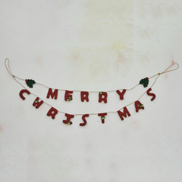 CCOI "Merry Christmas" Wool Felt Garland Garlands - The Attic Boutique