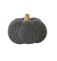 The Attic Boutique Cotton Blend Bouclé/Velvet Pumpkin w/ Wood Stem | Large  - The Attic Boutique