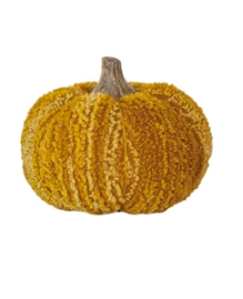 The Attic Boutique Cotton Blend Bouclé/Velvet Pumpkin w/ Wood Stem | Large  - The Attic Boutique