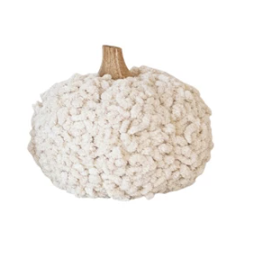 The Attic Boutique Cotton Blend Bouclé/Velvet Pumpkin w/ Wood Stem | Large  - The Attic Boutique