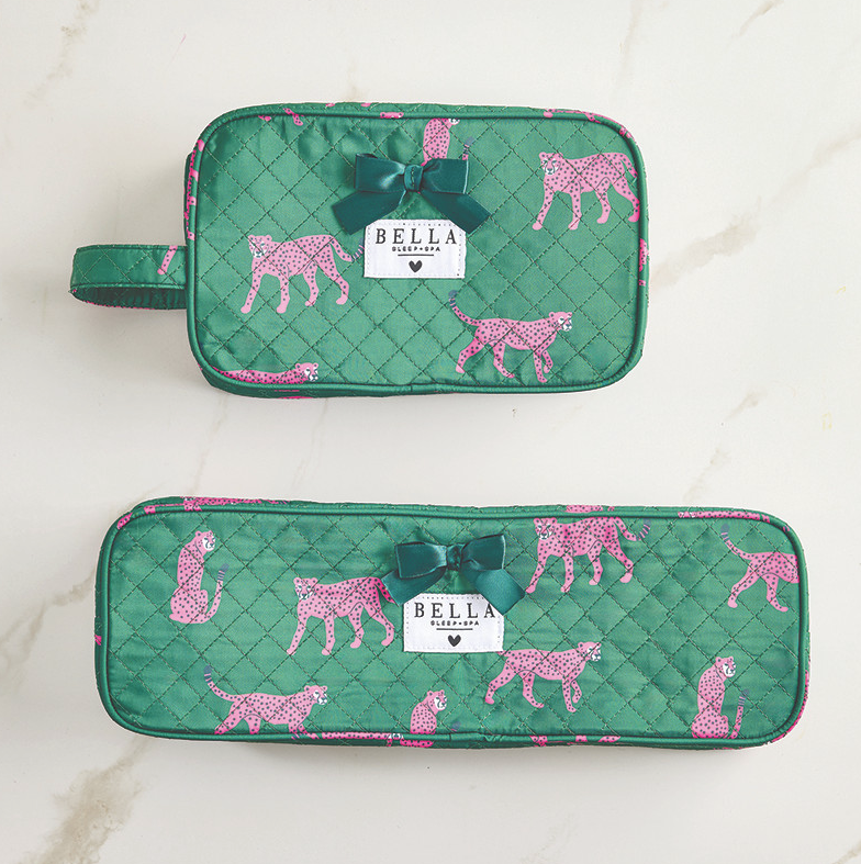 Bella Sleep + Spa Quilted Hair Tool Bag Cheetah  - The Attic Boutique