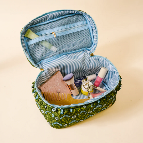 The Darling Effect Forest Green Glam & Go Quilted Cosmetic Bag  - The Attic Boutique