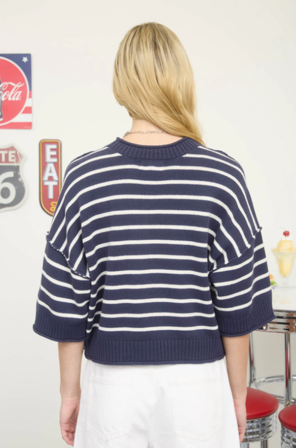 Blu Pepper Reese Navy Stripe Top  - The Attic Boutique