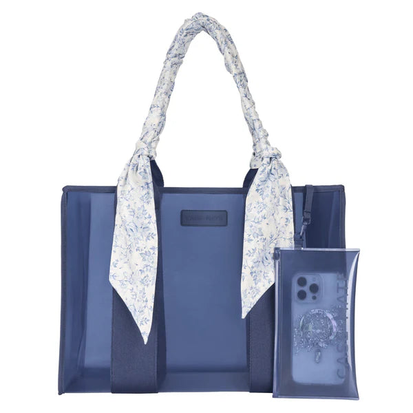 The Attic Boutique Something Navy Twilly Scarf Jelly Tote Bag W/ Phone Pouch Bags - The Attic Boutique
