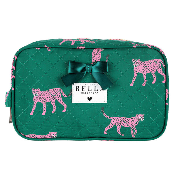 Bella Sleep + Spa Quilted Cosmetic Bag Cheetah  - The Attic Boutique