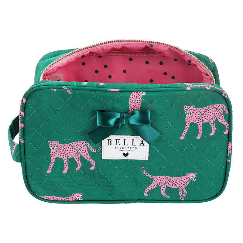 Bella Sleep + Spa Quilted Cosmetic Bag Cheetah  - The Attic Boutique
