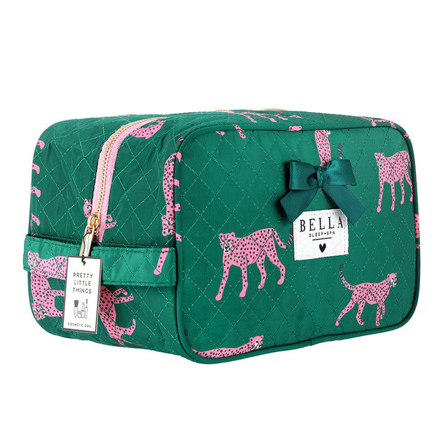 Bella Sleep + Spa Quilted Cosmetic Bag Cheetah  - The Attic Boutique