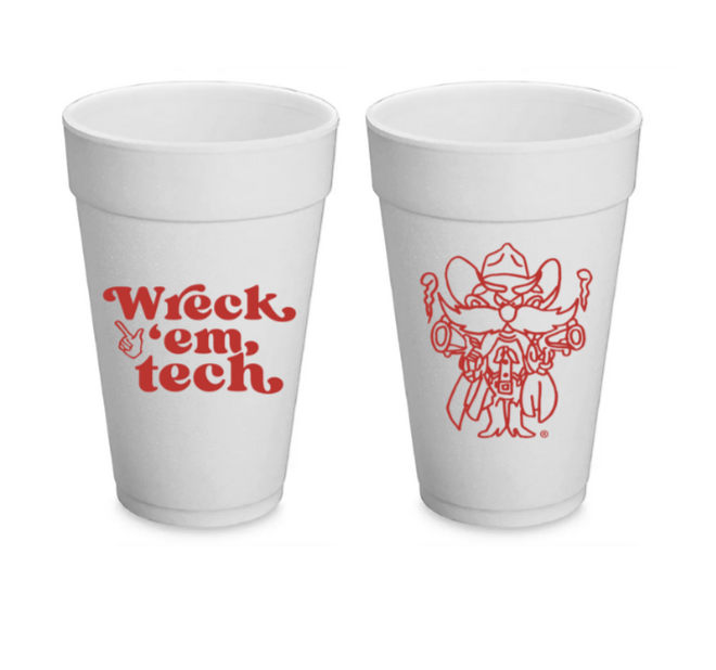 Victory Lap Texas Tech Styrofoam Cups Set of 8 - 20 ounces  - The Attic Boutique