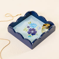 The Darling Effect Scallop Trinket Tray-Dainty Floral Navy  - The Attic Boutique