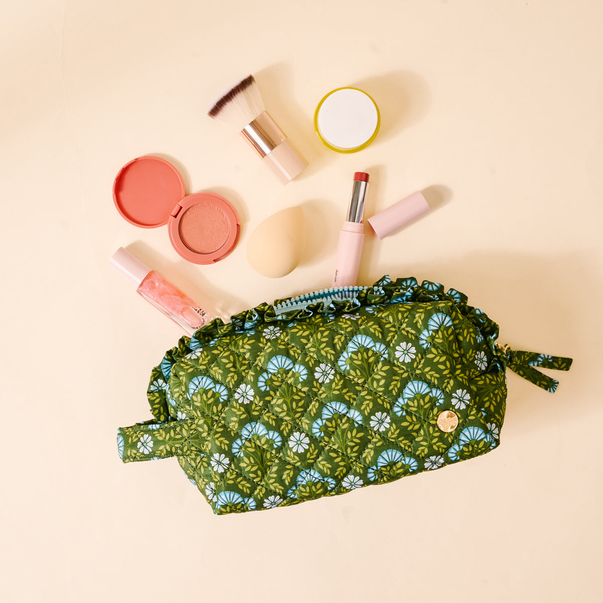 The Darling Effect Everbloom Forest Green Cosmetic Pouch  - The Attic Boutique