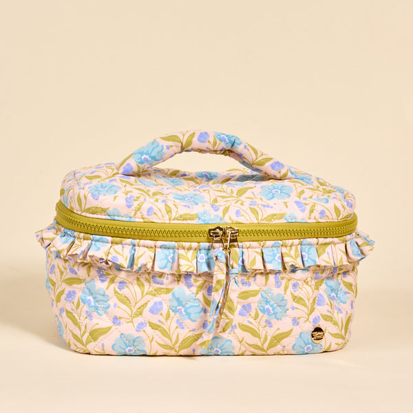 The Darling Effect Petals Aqua Glam & Go Quilted Cosmetic Bag  - The Attic Boutique