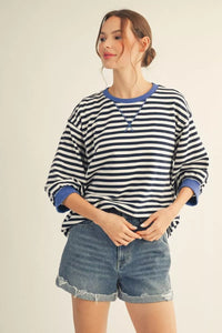 Navy Stripe Casual Top