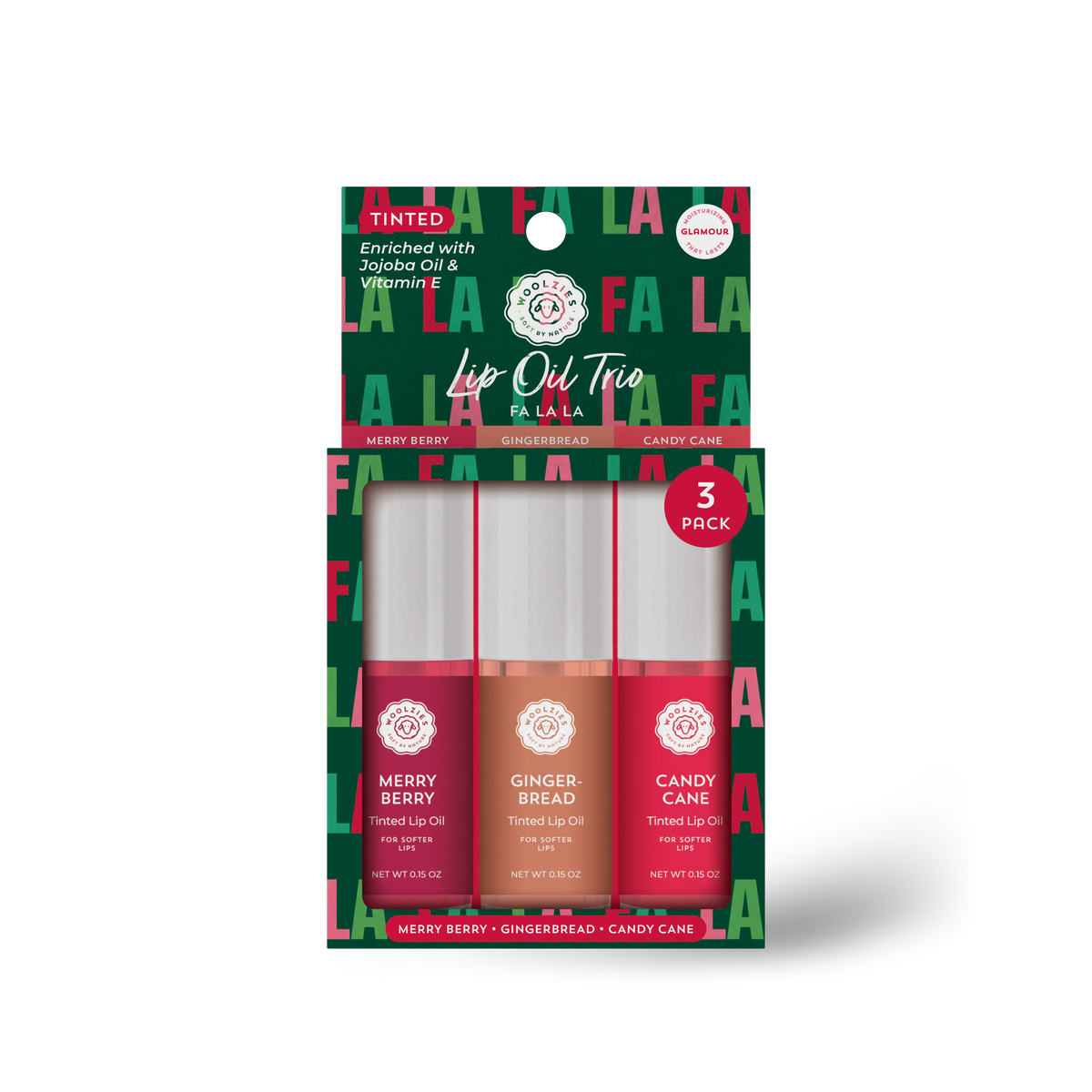 Woolzies Tinted Lip Oil Trio –  FA LA LA LA  - The Attic Boutique