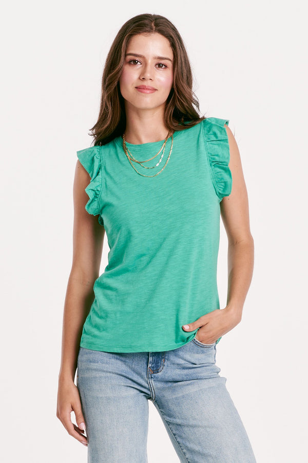 Another Love North Ruffle Green Top  - The Attic Boutique