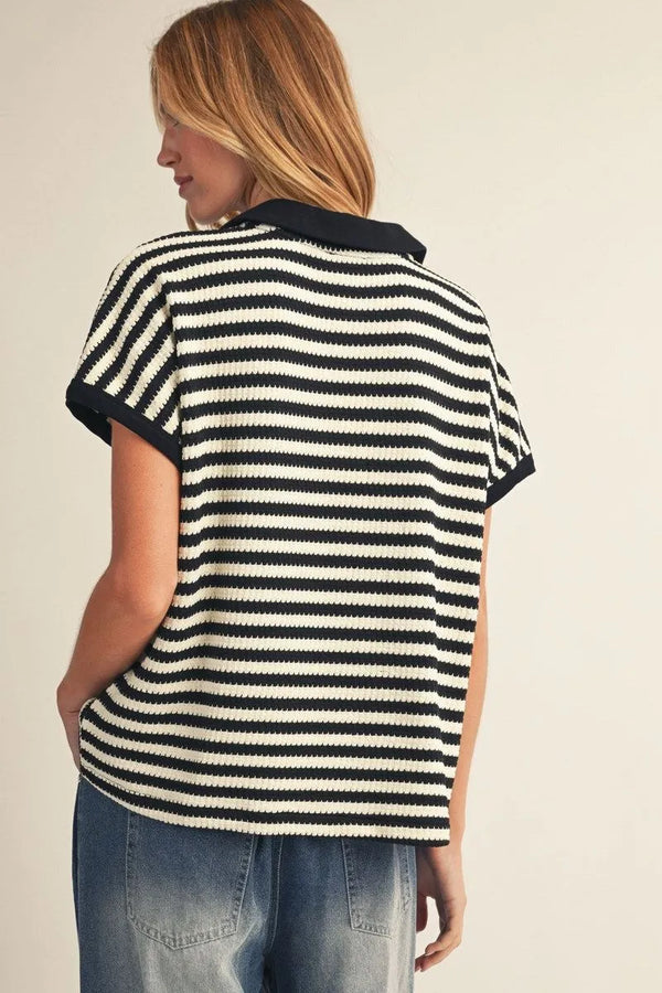Black Stripe Contrast Top