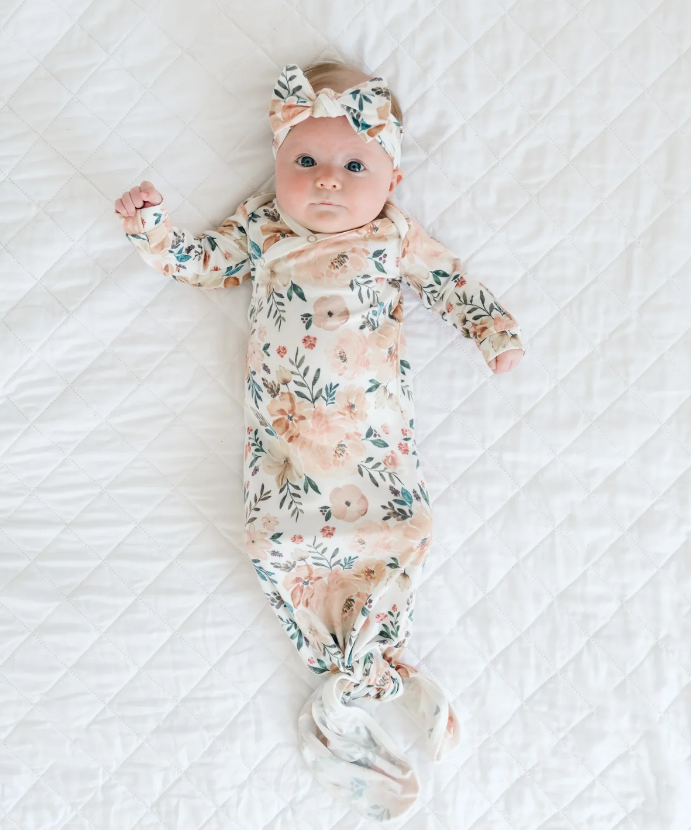 Copper Pearl Autumn Knotted Newborn Gown  - The Attic Boutique