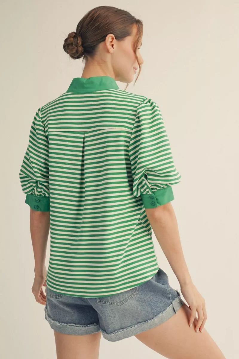 Jodifl Kelly Green Stripe Top Apparel & Accessories - The Attic Boutique