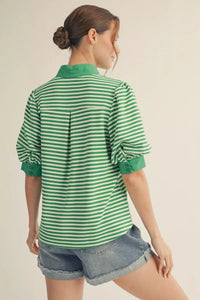Jodifl Kelly Green Stripe Top Apparel & Accessories - The Attic Boutique