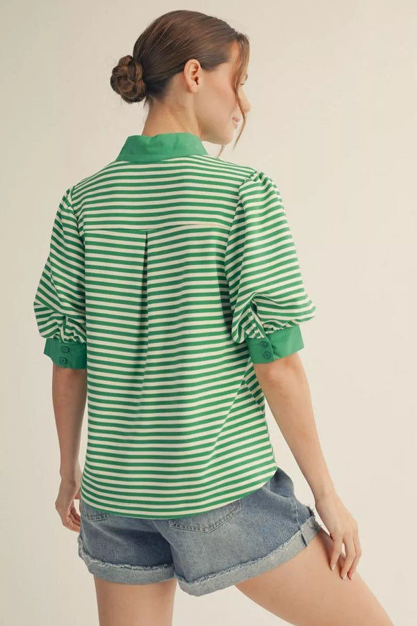 Jodifl Kelly Green Stripe Top Apparel & Accessories - The Attic Boutique
