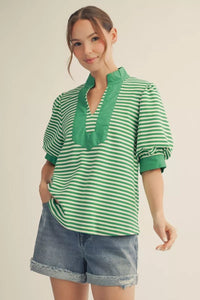 Jodifl Kelly Green Stripe Top Apparel & Accessories - The Attic Boutique