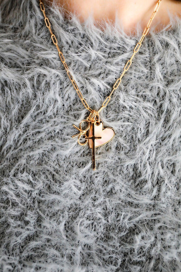 Celia Paperclip Chain Charm Necklace Base - Shiny Gold