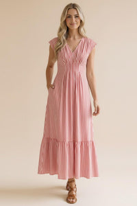 The Attic Boutique Red Stripe Woven Maxi Dress Apparel & Accessories - The Attic Boutique