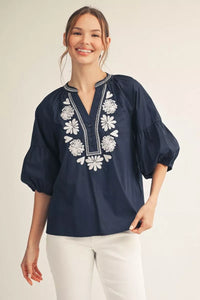 Harper Navy Embroidered Top