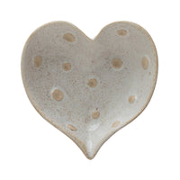 Stoneware Heart Shaped Dish w/ Dots (Each One Will Vary)