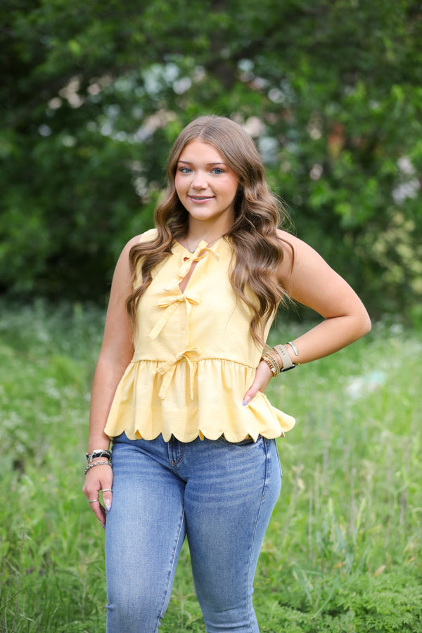 Entro Lemon Peplum Top  - The Attic Boutique