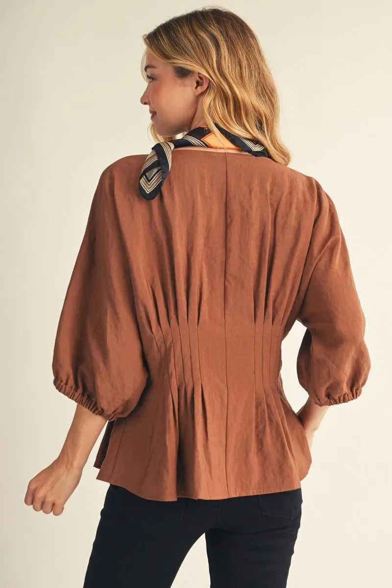 Mocha Button Down Top