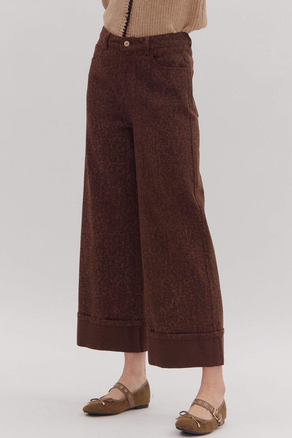 Entro Brown Leopard Pants  - The Attic Boutique