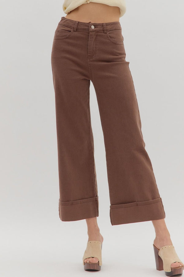 Entro Brown Wide Leg Pants  - The Attic Boutique