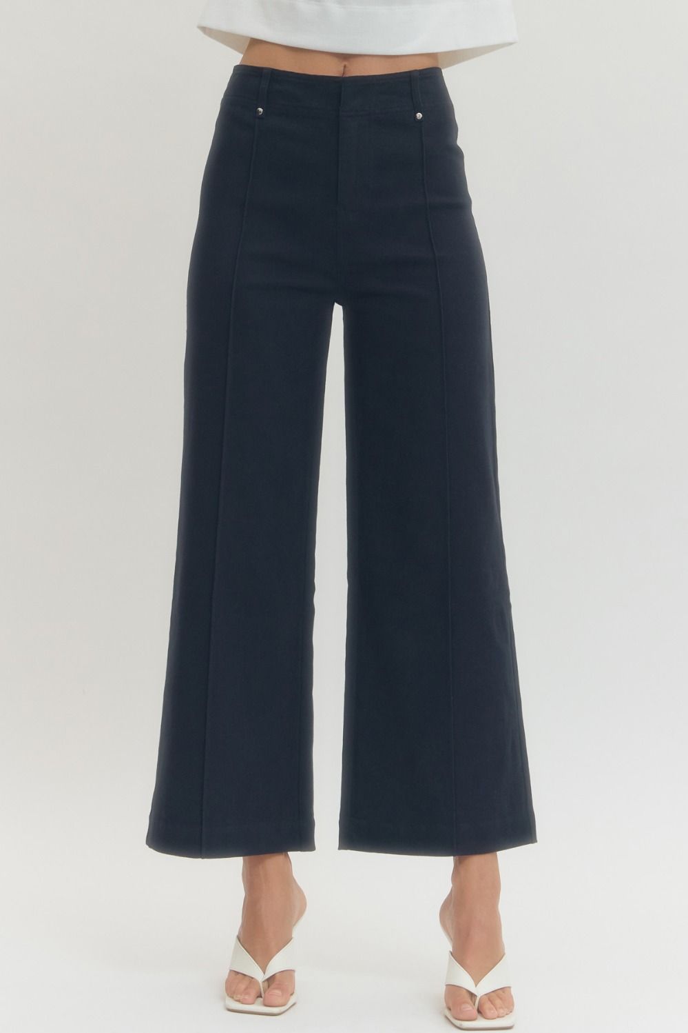 The Attic Boutique Navy High-Rise Pants  - The Attic Boutique