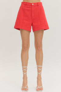 Entro Red Woven Shorts Apparel & Accessories - The Attic Boutique
