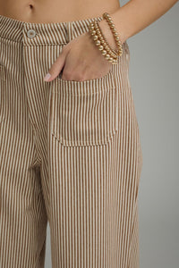 Brown Stripe Wide Leg Pants