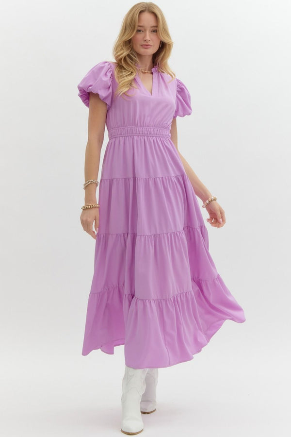 Entro Lavender Tiered Dress  - The Attic Boutique