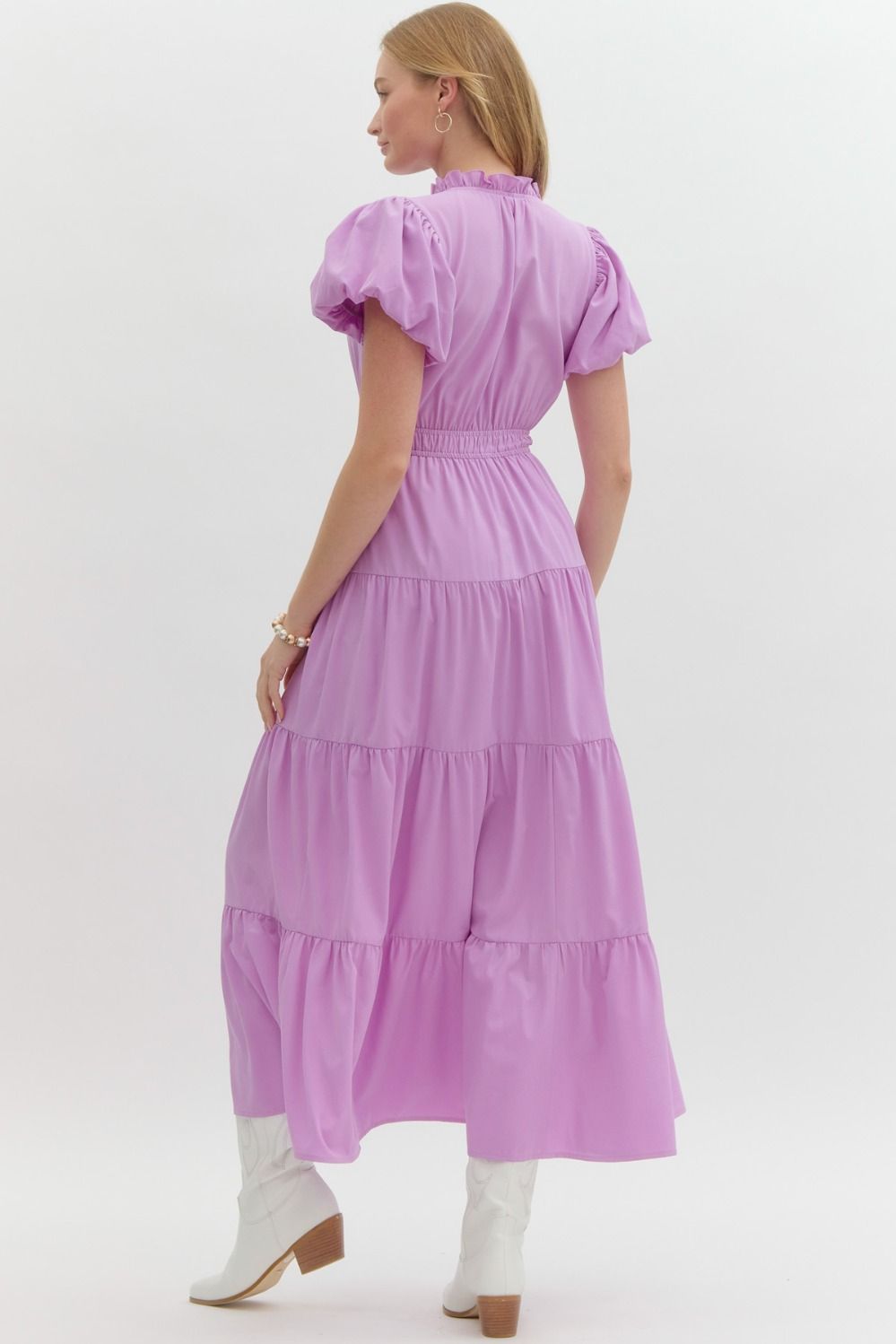 Entro Lavender Tiered Dress  - The Attic Boutique
