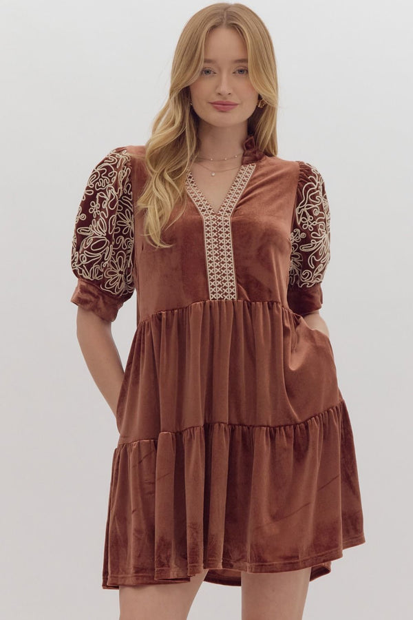 The Attic Boutique Cinnamon Velvet Dress Dress - The Attic Boutique