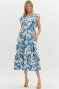 Entro Botanical Blue Dress  - The Attic Boutique