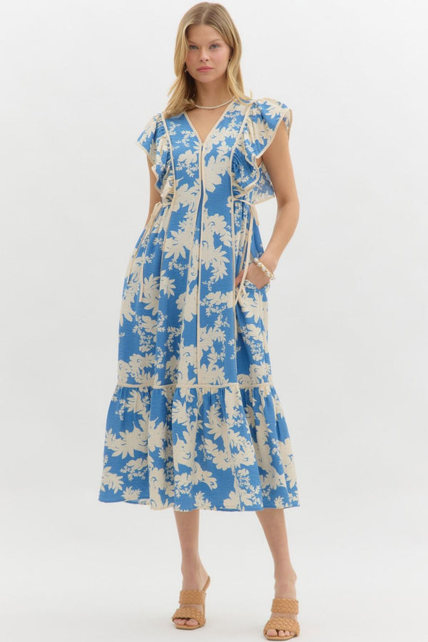 Entro Botanical Blue Dress  - The Attic Boutique