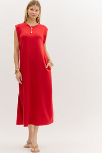 Entro Red Knit Dress  - The Attic Boutique