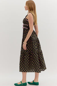 Entro Black Floral Midi Dress  - The Attic Boutique