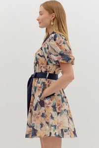 Entro Navy Floral Mini Dress  - The Attic Boutique