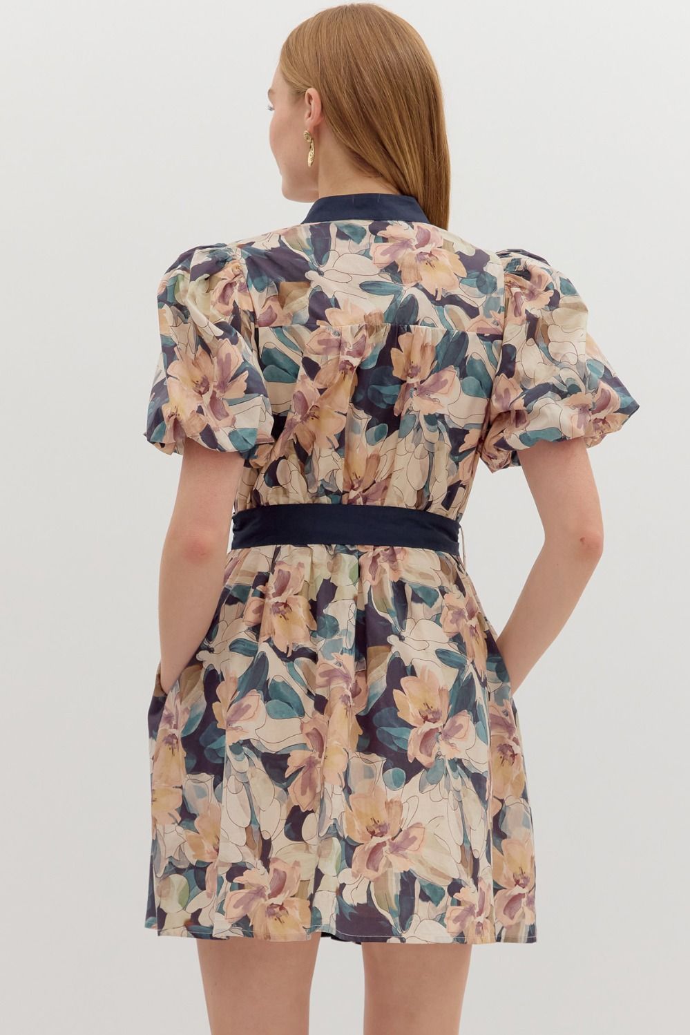 Entro Navy Floral Mini Dress  - The Attic Boutique