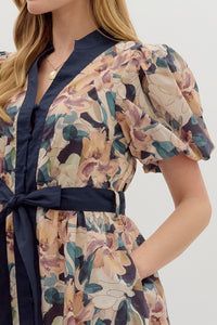 Entro Navy Floral Mini Dress  - The Attic Boutique