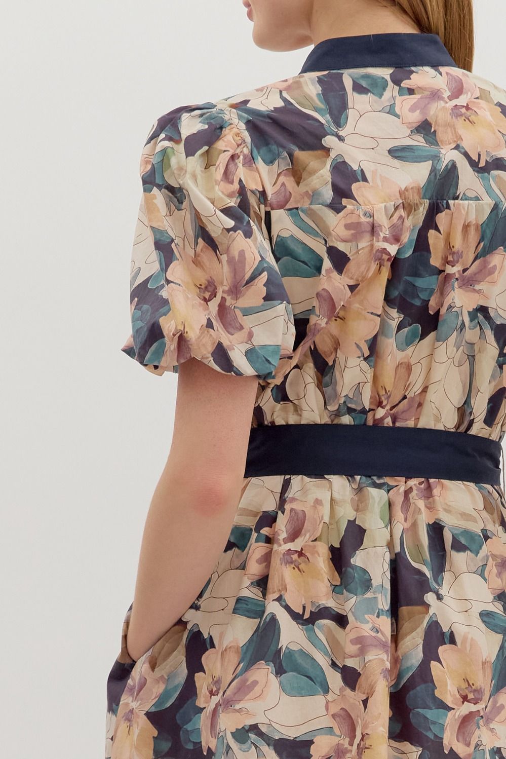 Entro Navy Floral Mini Dress  - The Attic Boutique