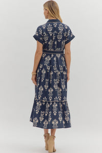 Entro Raven Navy Midi Dress  - The Attic Boutique