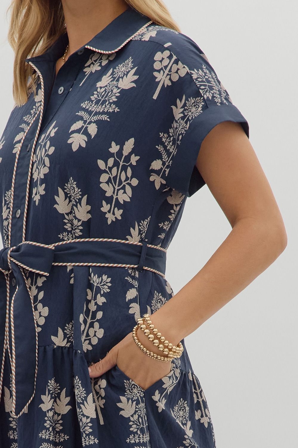 Entro Raven Navy Midi Dress  - The Attic Boutique